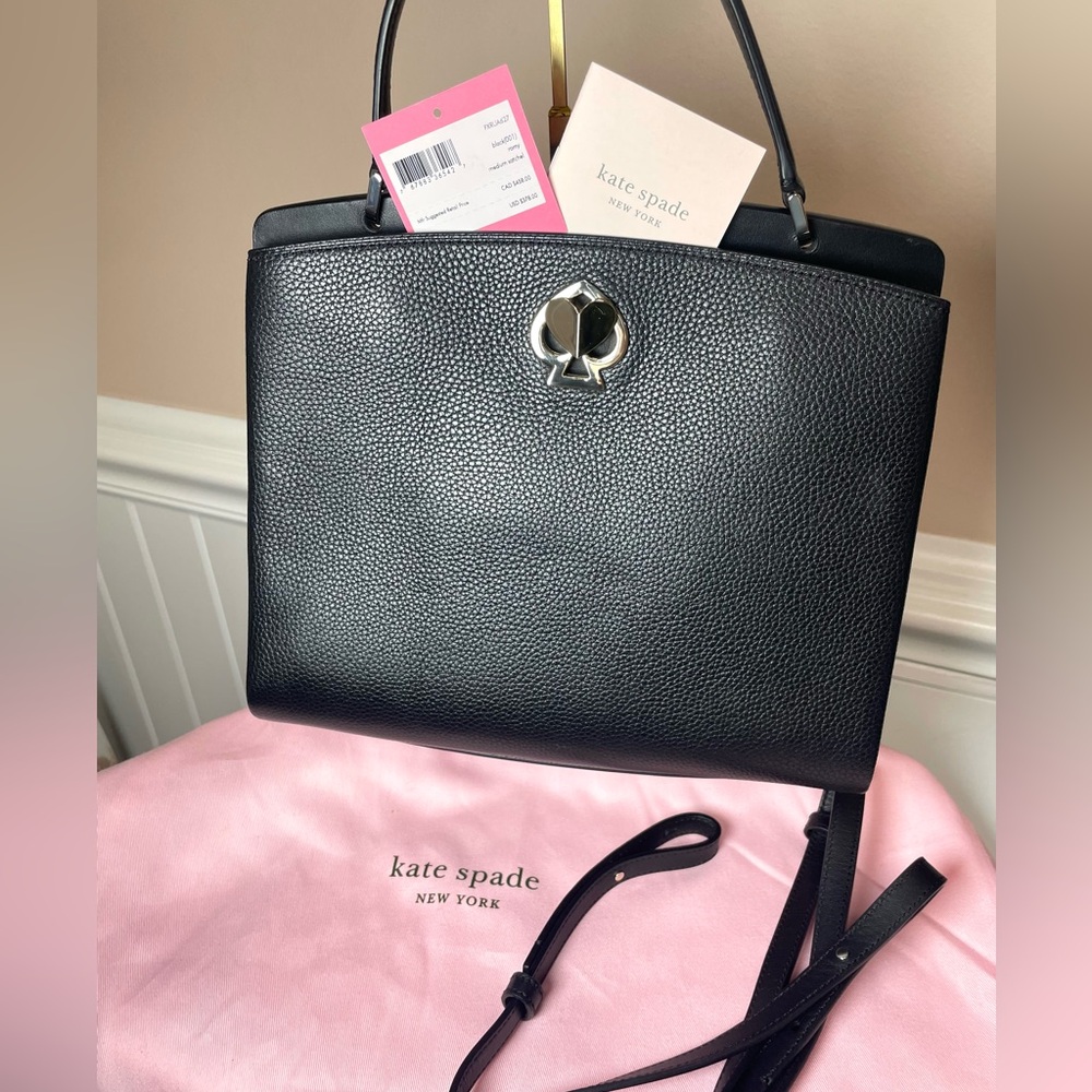 Kate Spade New York Romy Medium Satchel in black 7 in H x 10.5 in L